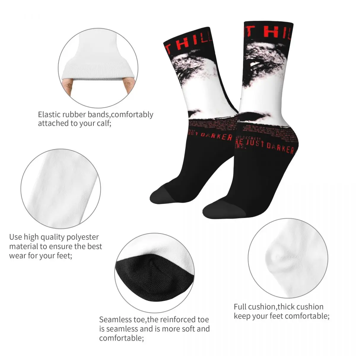 Crazy Design Silent Hills 1 Basketball Socks Polyester Long Socks for Women Men Breathable