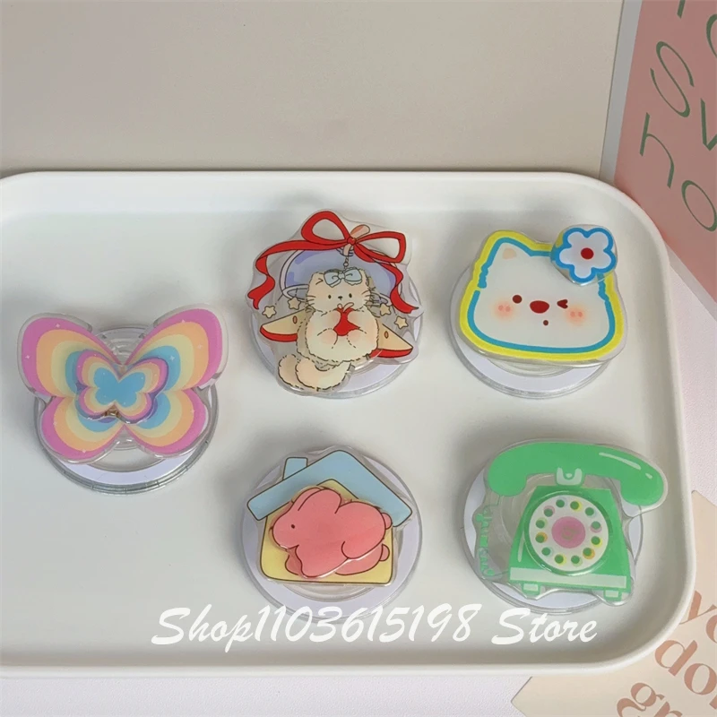 

Korea Cute Cartoon Rotate Magnetic Holder Phone Griptok Grip Tok Phone Stand Support For iPhone 16 Magsafe Accessories Smart Tok