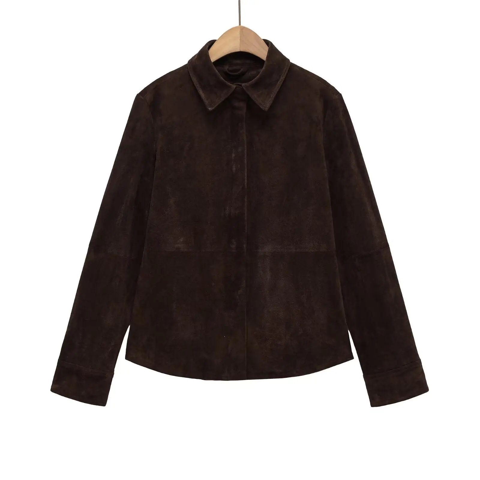 

Women's Long Sleeve Collared Jacket Zipper Decorated Outerwear Autumn Fashion F79925F Trade Fashion Trend