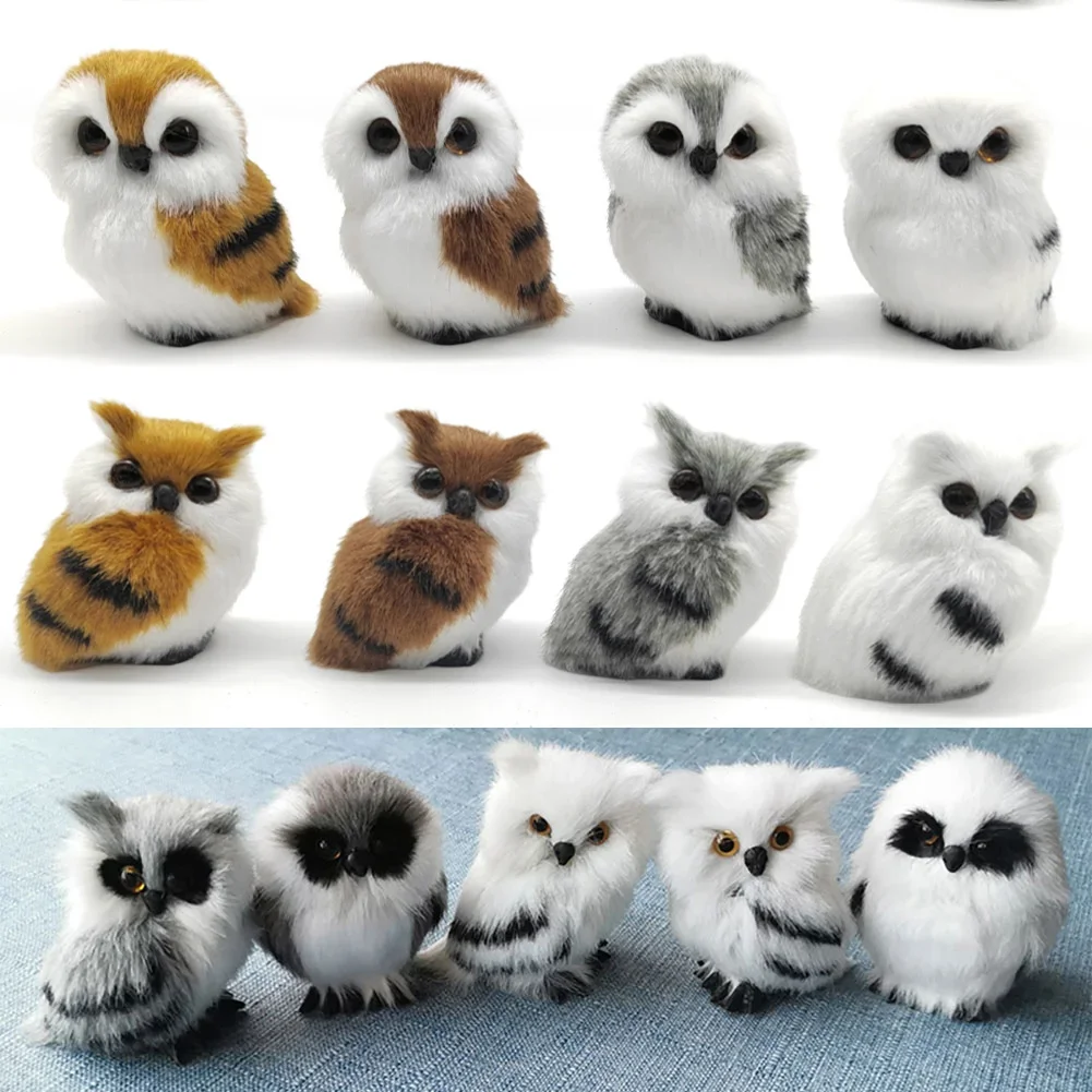 Simulation Owl Animal Model White Black Furry Lovely Owl Handicraft For Garden Desktop Cabinet Gift Home Decor Accessories