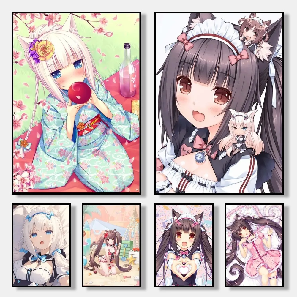 Catgirl Paradise Japan Anime Game Posters Nekopara Chocola Vanilla Picture Girl Room Living Canvas Painting Art Home Wall Decor