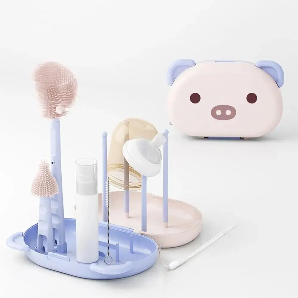 

Portable Bottle Cleaning Brush Set Compact Travel Size Milk Bottle Brush Kit BPA-Free Long Handled Feeding Bottle Brush