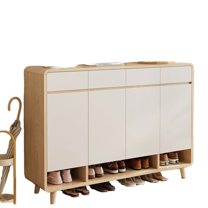 Modern Living Room Shoe Cabinet Household Indoor Entrance Cabinet Entry Wooden Color Storage Shoe Rack