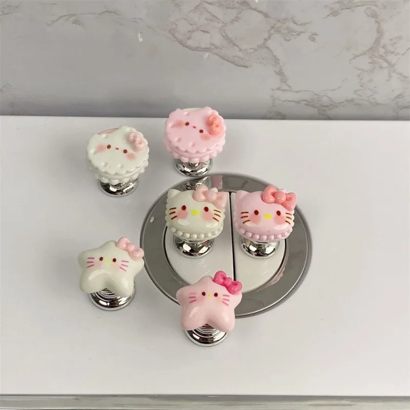 Hello kitty cartoon character toilet press long nail button kawaii auxiliary artifact cute button waterproof new wholesale gift