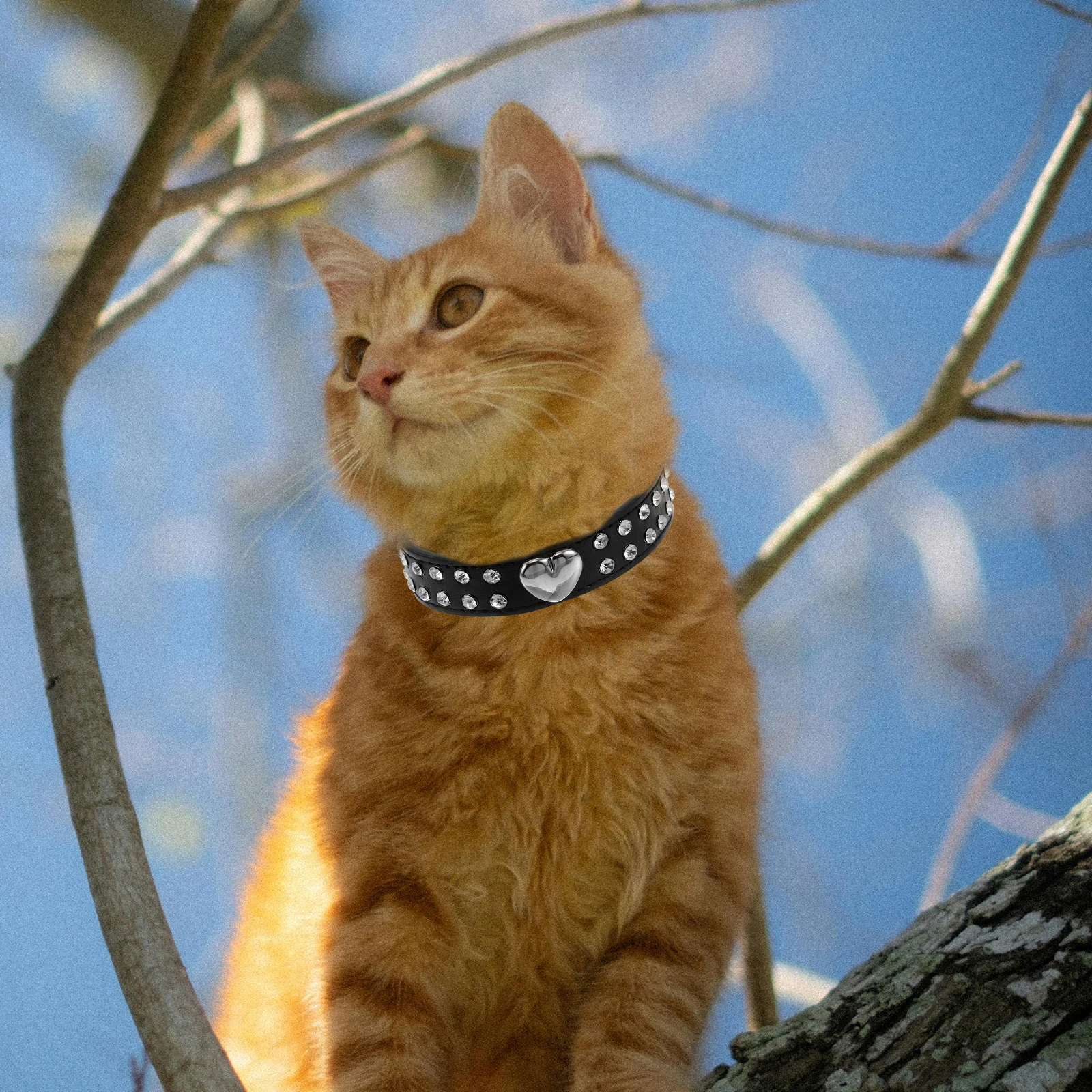 

2Pcs Pet Rhinestone Collar Heart Design Adjustable Sparkly Dog Cat Jewelry Lightweight Bling Puppy Necklace for Small Dogs