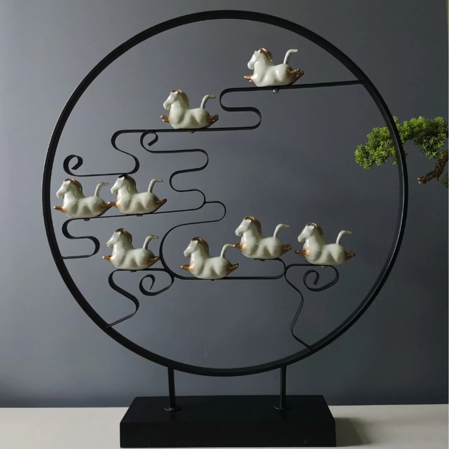 Wholesale Creative Metal Crafts Ba Jun Ma New Chinese Iron Entrance Living Room Large Home Ornament