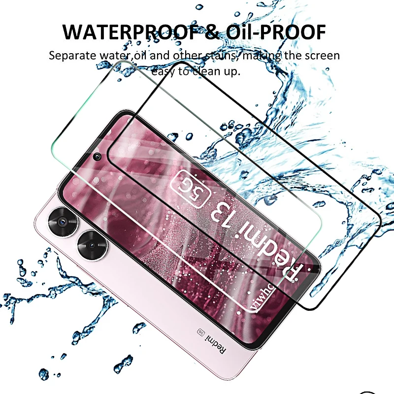 1-4 pezzi di vetro protettivo per Redmi 13 5G 4G 14C 13C 14R Proteggi schermo in vetro temperato su Redmi Note 13 Pro 5G 4G Pellicola frontale