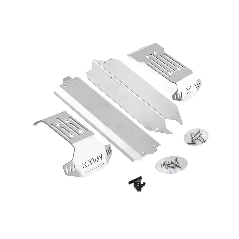 Stainless Steel Skid Plate Kit Chassis Armor Protection Plate For 1/10 RC Monster Car Truck MAXX 89076-4 Upgrade Parts