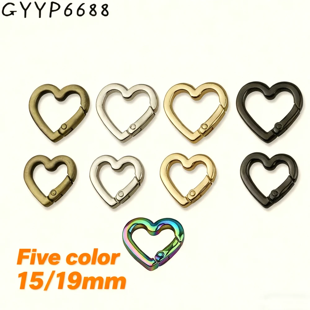 

100-400 шт., 15 мм, 19 мм, в форме сердца, металлические пружинные уплотнительные кольца, пряжки для сумок, ремень для сумки, ремень для собачьей цепи, соединительные крючки, аксессуары