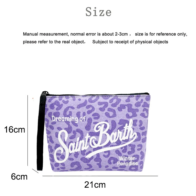 SAINT BARTH autumn and winter new handbag women's Clutch Bag leopard print purple canvas diving handbag