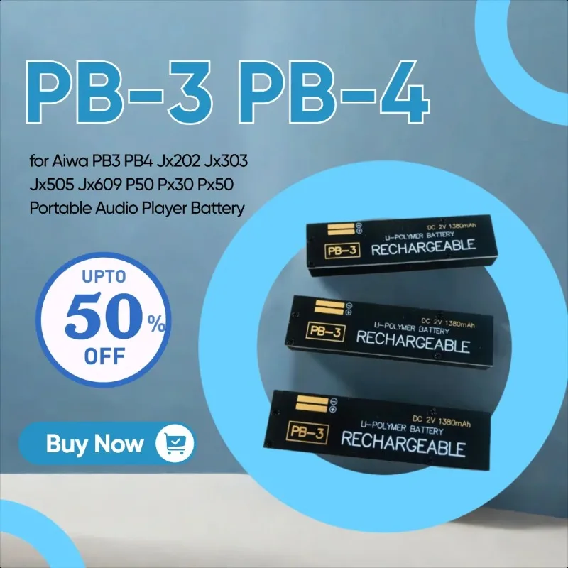 

2V 1380mAh PB-3 PB-4 Rechargeable Battery for Aiwa PB3 PB4 Jx202 Jx303 Jx505 Jx609 P50 Px30 Px50 Portable Audio Player Battery