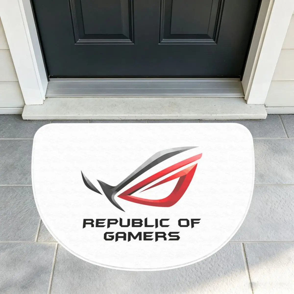 Rog Strix Republic Of Gamers Asus Soft Flannel Half Round Doormat Non Slip Bathroom Mat Absorbent Floor Carpet for Home Bedroom