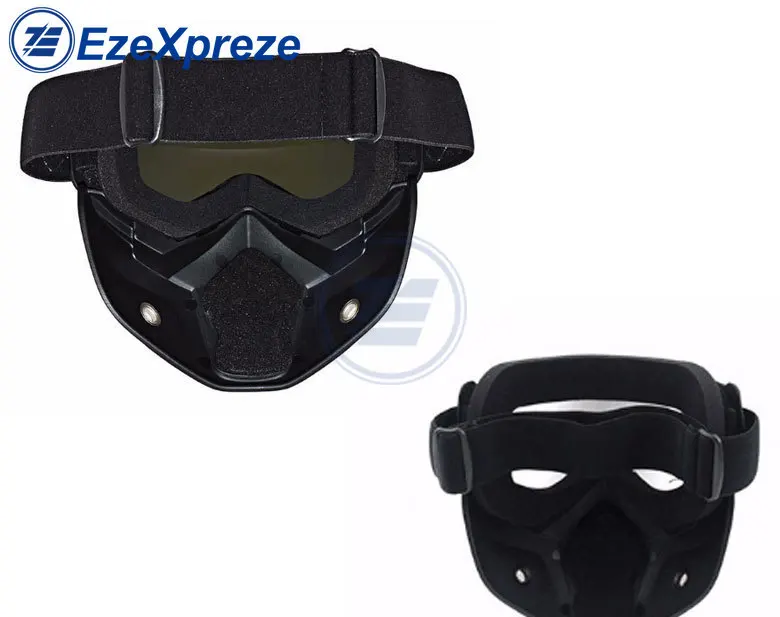 Ski Snowboard Motorcycle Windproof Cruiser Folding Goggles Glasses removable face mask cover For Biker Helmet with Mouth Filter
