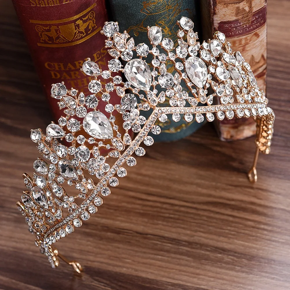 Brilhante Casamento Coroa Nupcial Tiaras Strass Headwear Nupcial para Festa Princesa Noiva Headband Pageant Headdress Mulher Hairband