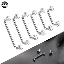 1pcs Titanium Surface Piercings Barbell CZ Crystal Staple Surface Piercing Zircon Micro Dermal Anchors Bar Fashion Jewelry
