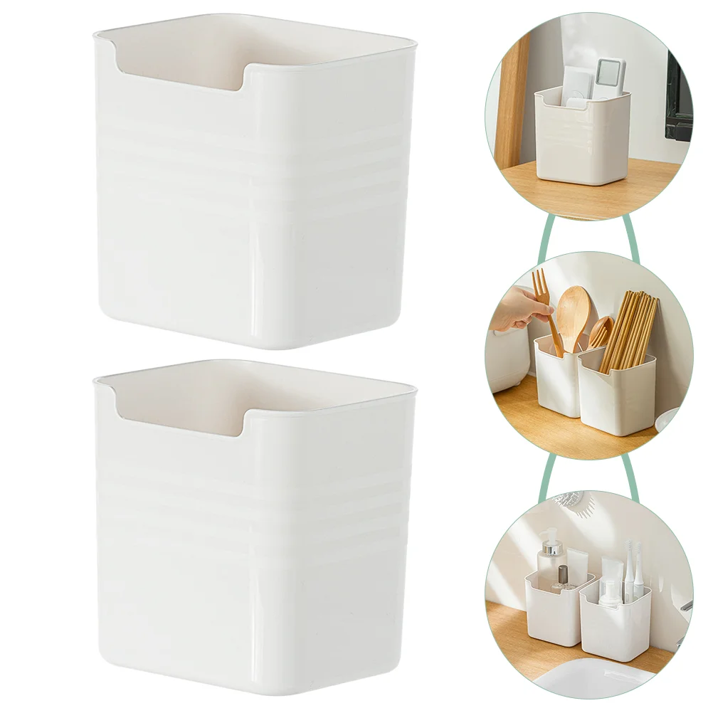 2 Pcs Storage Box Countertop Rack Desktop Organizer Makeup Stationery Drawer Sundries