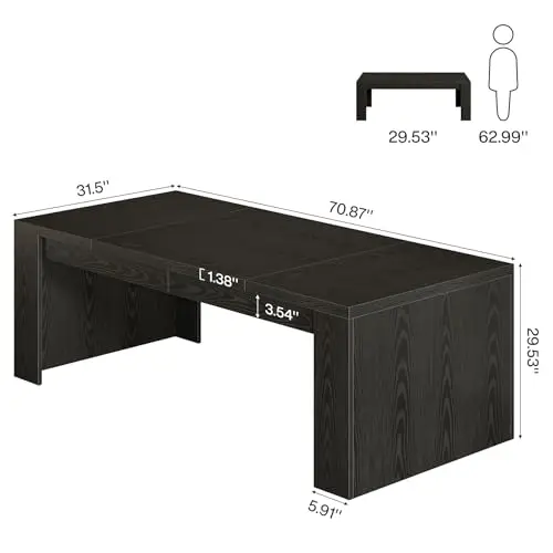 6 ft Conference Table for 6-8 People | 71-Inch Rectangular Executive Meeting Table for Office, Farmhouse Sturdy