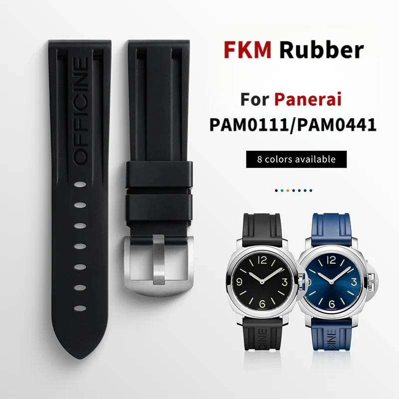 قسط عالية الجودة لينة مريحة FKM الفلوروروبر ساعة مطاطية الفرقة حزام ل بانيراي لومينور PAM0111 PAM0441 | 22/24/26 ملم #1