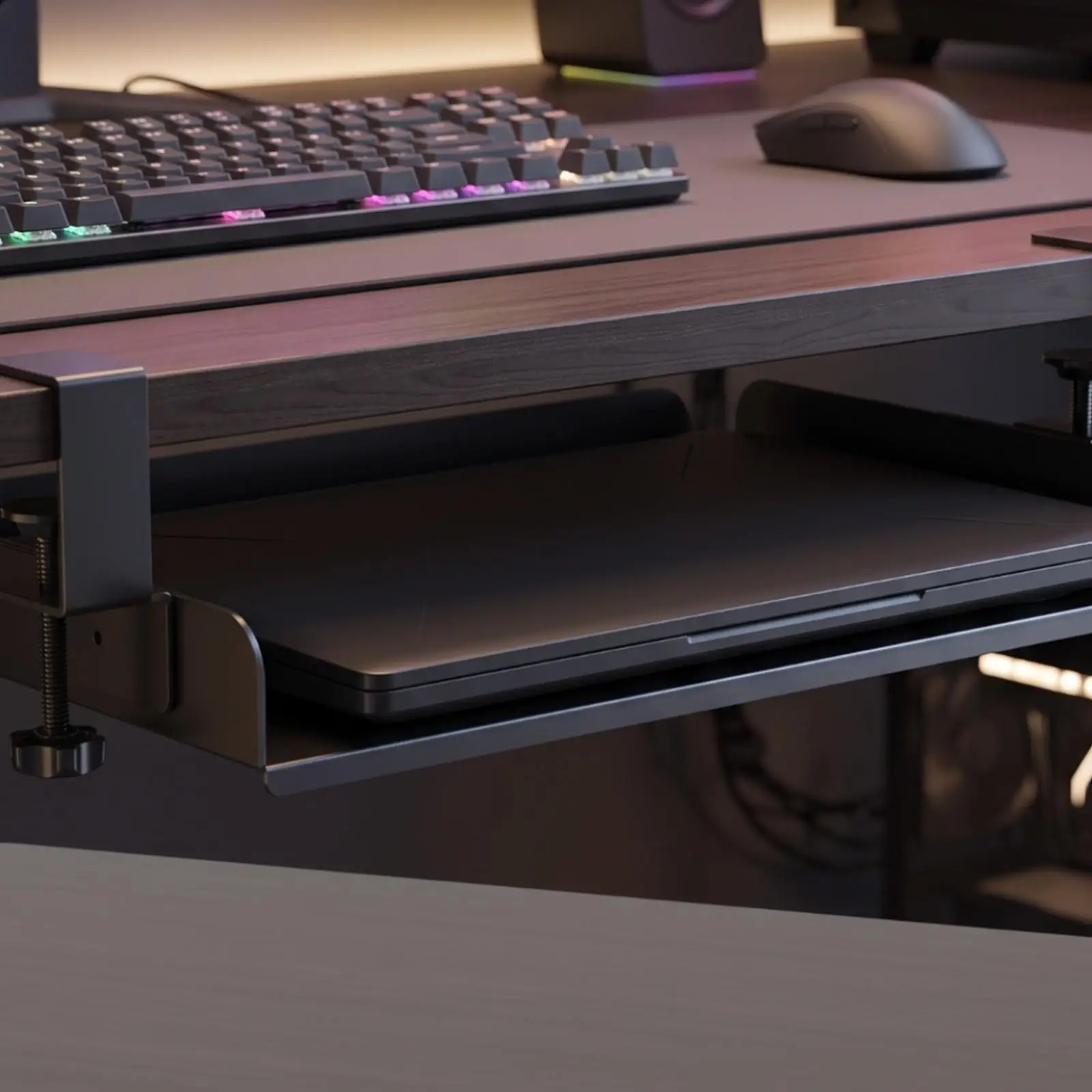 Under Desk Laptop Mount Scratchproof Rack Sturdy for Home Office, Gamers