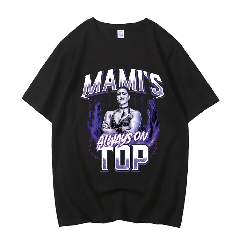 Dia das mães eu sou seu mami rhea ripley t camisas masculinas de algodão de alta qualidade segunda noite mami camiseta verão o-pescoço manga curta