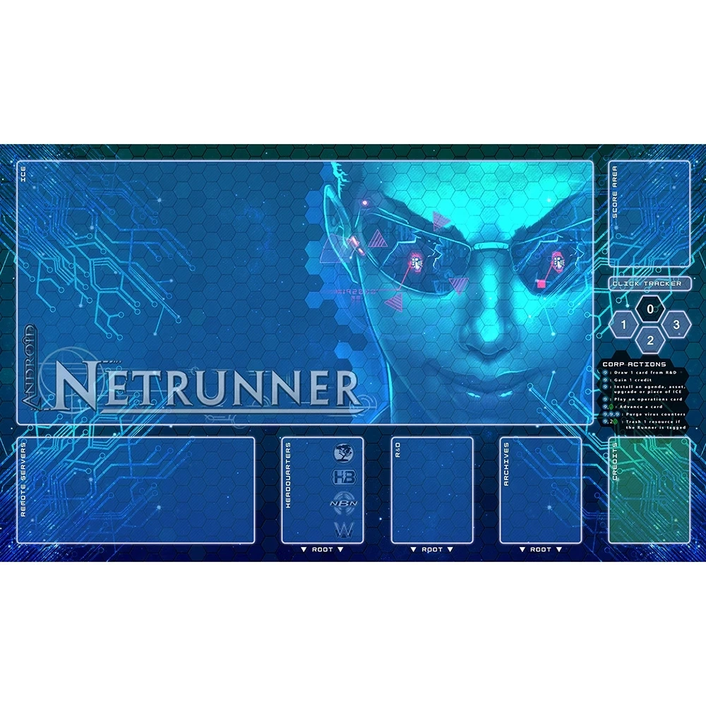 Corp & Runner Playmat Board Games Playmat,Card Games Playmat,YGO Playmat Games MTG/TCG Custom Design Mat