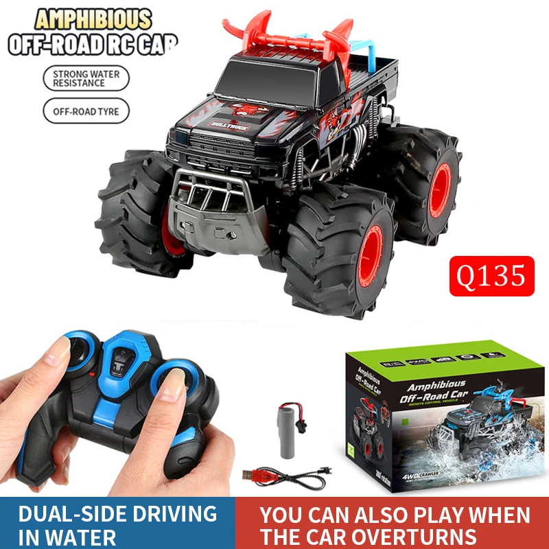 JJRC Q135 anfibio RC Car 2.4G 4WD auto ad alta velocità Desert Pull Off-Road Truck Vehicle All Terrain Controlled Toys RTR per bambini