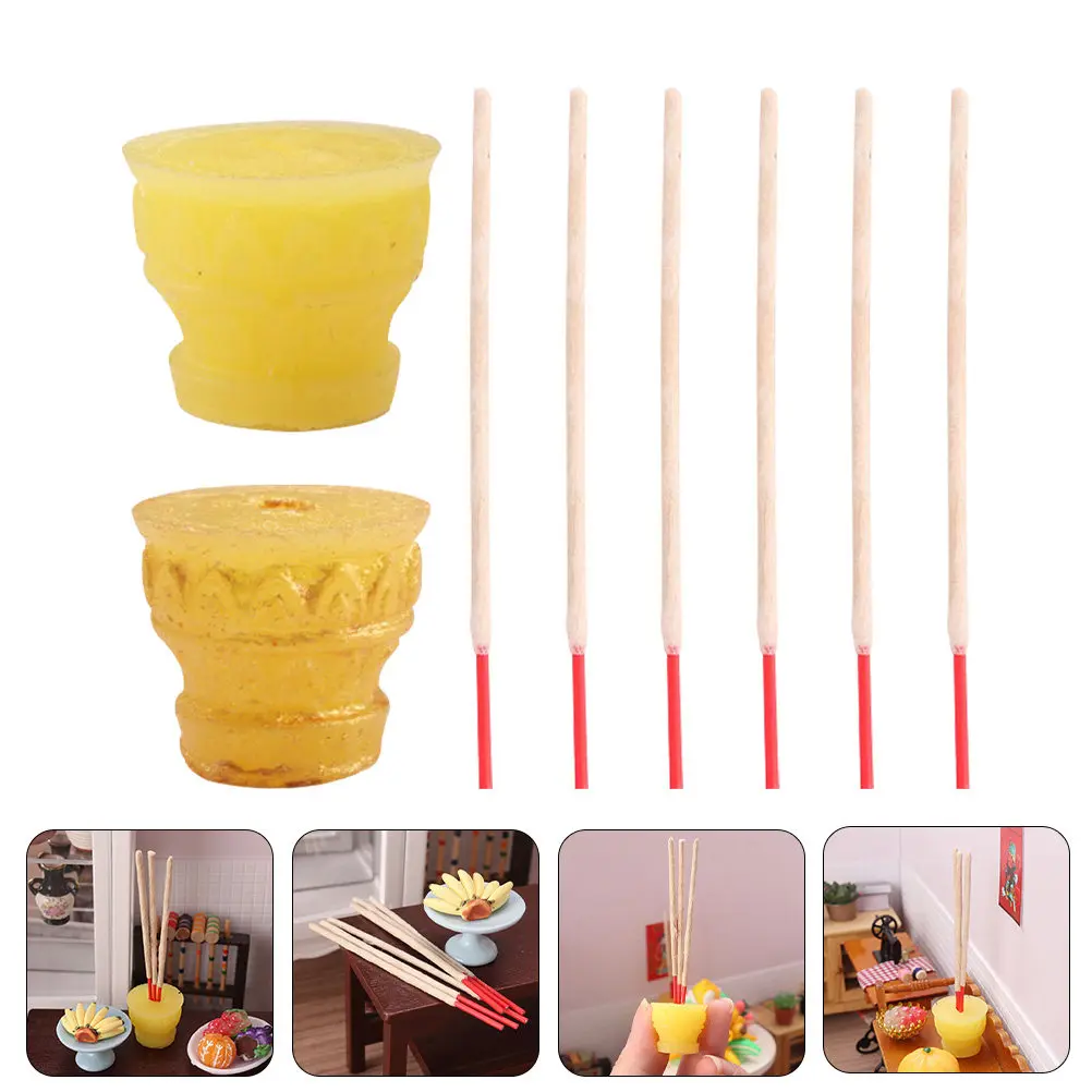 8Pcs Miniature Incense Burner Set Buddha Worship Decorative Accessories Perfect for Micro Landscape Photography Wedding Festival