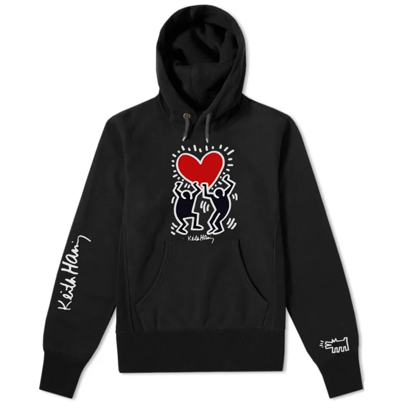 

Mens Fashion Graffiti Heart Printing Hoodies Sweatshirts Harajuku Streetwear Hip Hop Pullover Unisex Hoody Tops