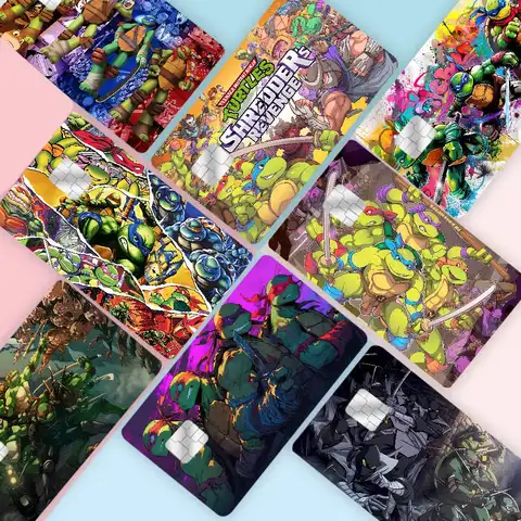 N-Ninja Turtles Anime dibujos animados oso piel pegatina película cinta caso para tarjeta de débito de crédito grande parte frontal