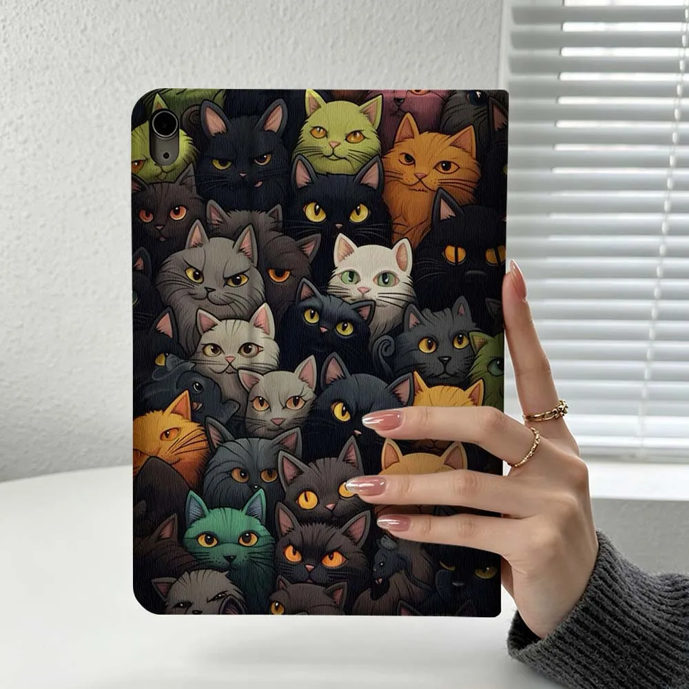 Fun Cat Head Pattern For iPad Pro Air mini 7 6 5 4 3 2 1 9gen M5 M4 11th 10th A17 Pro A16 Soft Inch Tablet Case Cover
