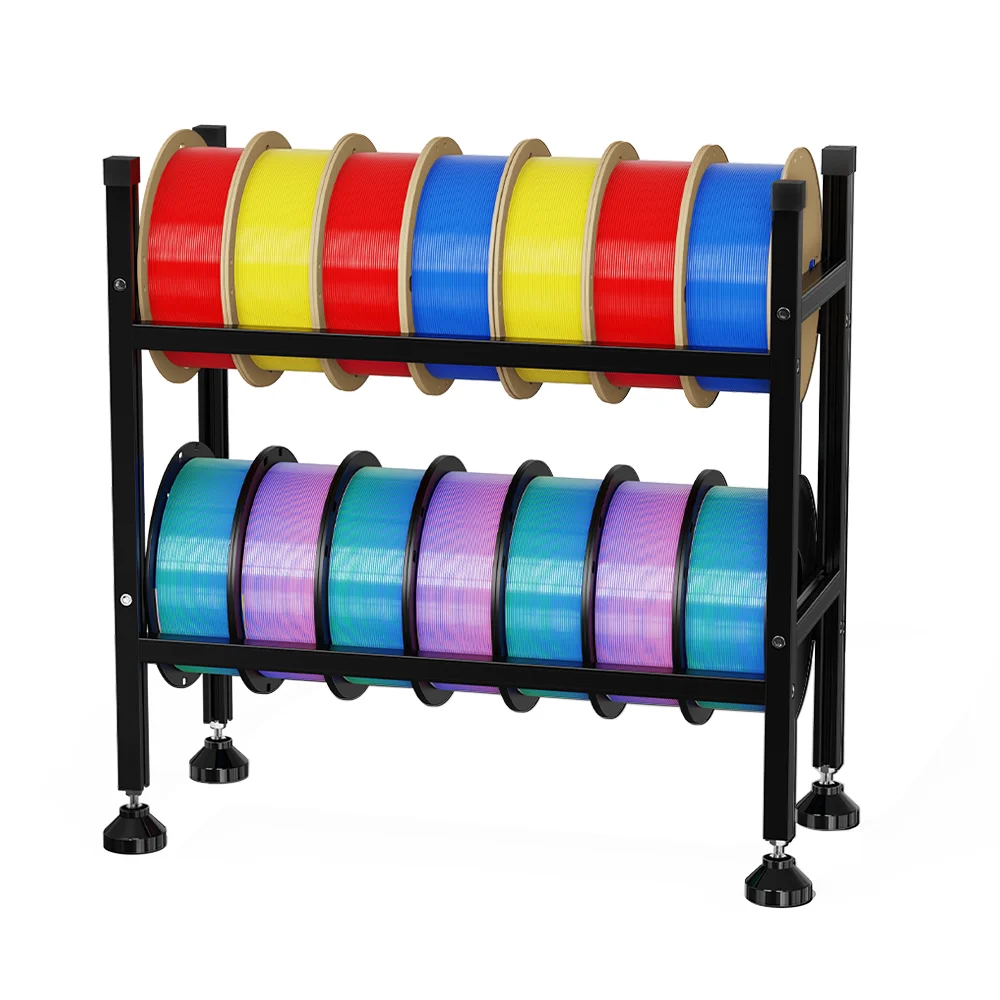 3D Printer Filament Storage Rack for PLA ABS TPU Nylon Heavy Duty Metal Shelf 2 Layer Rack with 360° Rotating Wheels