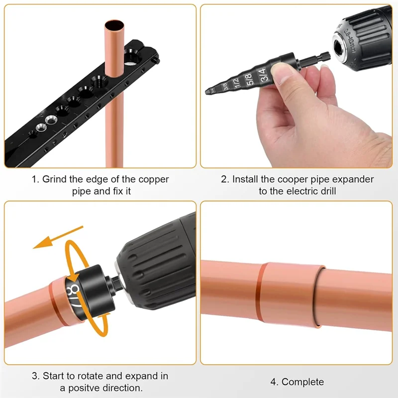 WCS-6-In-1 Swage Tool HVAC Repairing Set,Air Copper Tube Expander Swaging Tool With 1/4In 3/8In 1/2In 5/8In 3/4In 7/8In Bits