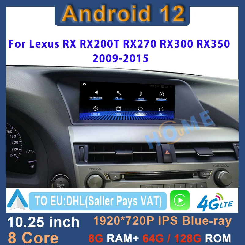 

o GPS Navigation 10.25 Inch Android 12 Car Radio Multimedia Video Player CarPlay AutoradiFor Lexus RX RX270 RX350 RX450H 09 - 15