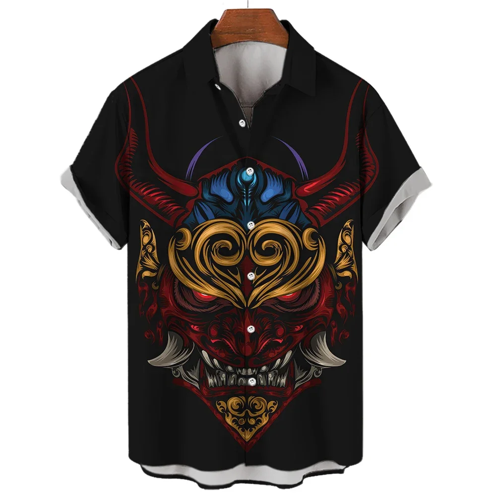 

Hawaiian Men's Shirt Oversized Men's Association 3D Printed Devil Men's Short Sleeve Shirt Dazn Japan Fashion Y2k Top