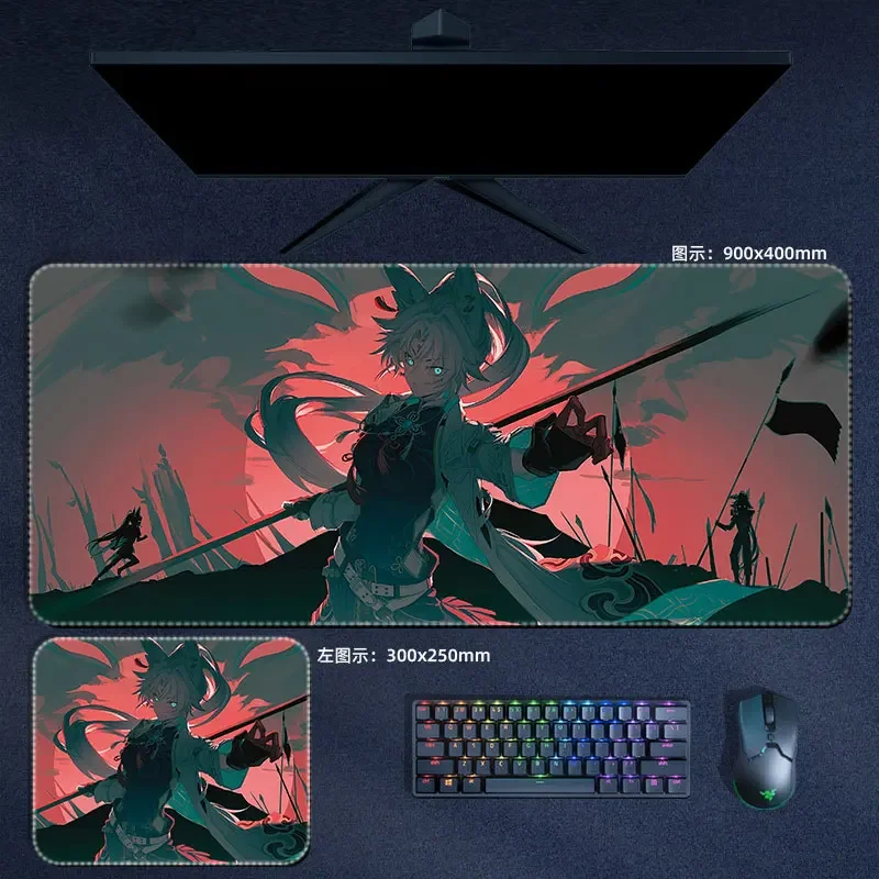 Imagem -04 - Feixiao-honkai Estrela Trilho Mouse Pad Tenn Geki Shougun Grande Mousepad Teclado do Computador Pad pc Gaming Acessórios Desk Mat