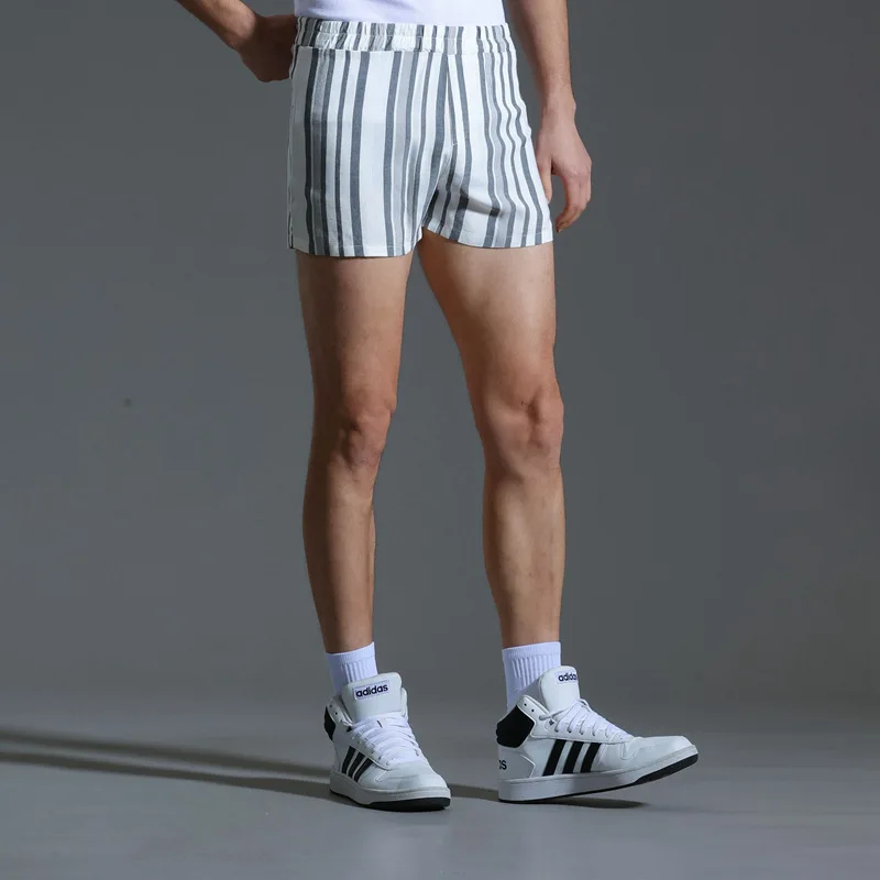 Cotton Striped Boxer Shorts Men Loose Underpants Large Size Summer Home Bottom Soft Breathable Lounge Pajama Mid Waist Sleepwear