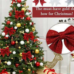 5 uds 14cm lazo brillante decoración navideña colgante de árbol de Navidad Ornamenta hogar Navidad fiesta de año nuevo decoraciones de lazos DIY