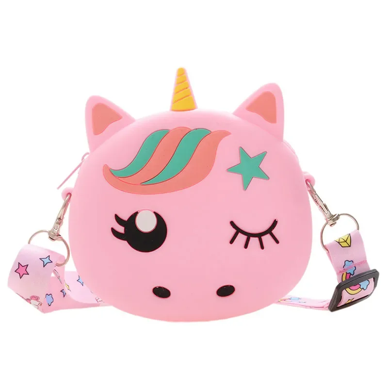 Silicone Unicorn Crossbody Coin Bag para criança, Lovely Shoulder Purses, Alça ajustável, Holiday Travel Pocket Pack, Crianças, Lovely