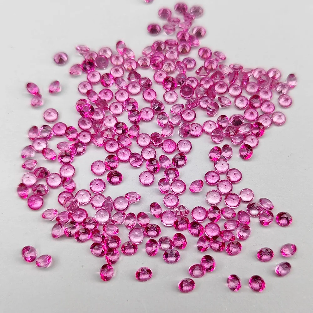

100pcs 50pcs Real Natural Stone Coated Pink Topaz Round Facet 4mm-6.5mm Loose Gemstone For Jewelry Making