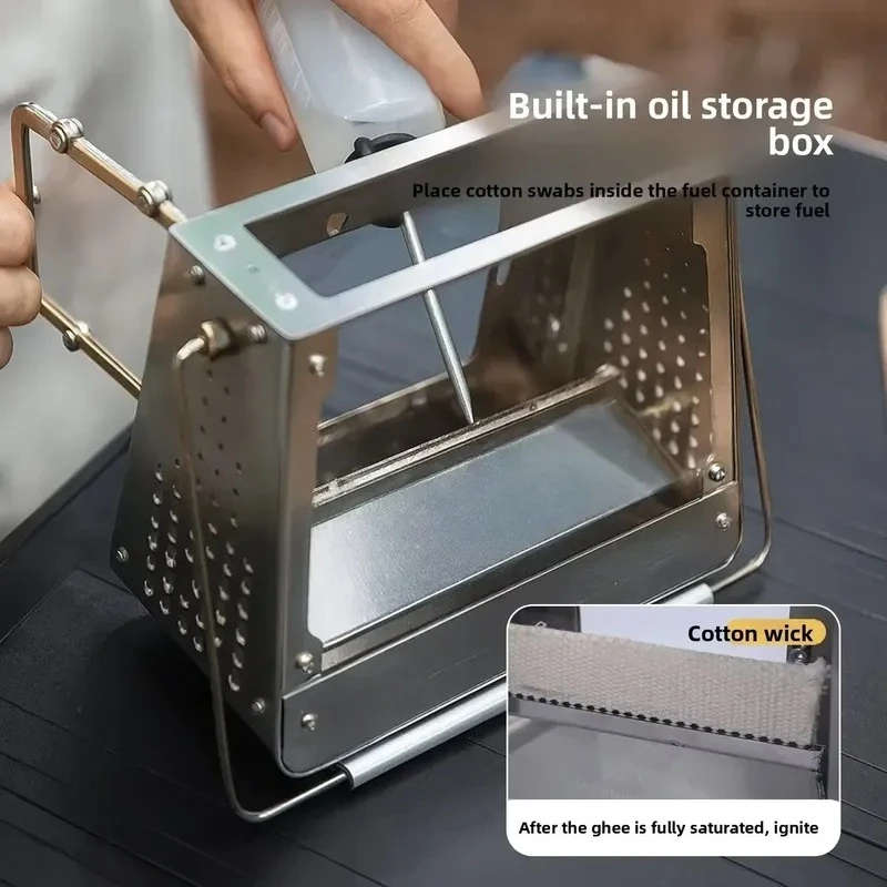 New Small Viewing Stove Outdoor Camping Portable Fire Burning Platform 201 Stainless Steel Mini Fire Heater