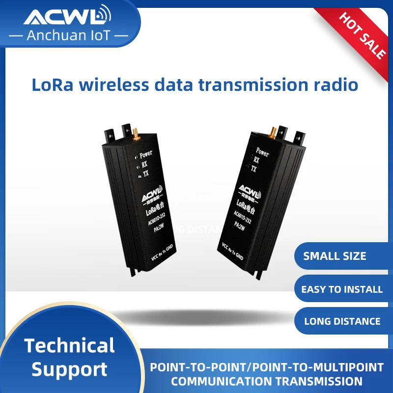 AC601D_100mW مايكرو الطاقة RF جهاز إرسال واستقبال البيانات اللاسلكية محطة راديو TTL شبه مزدوجة نقل شفاف 6-8 كجم 20dBm 33dBm