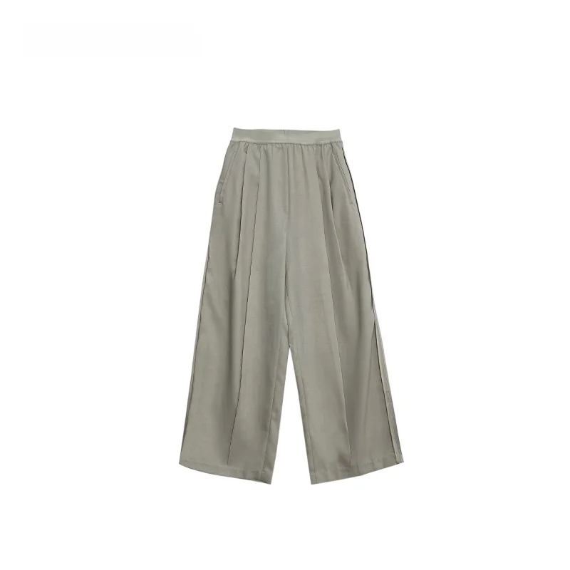 

OrdinaryTimes Mid-Waist Elastic Waist Loose Casual Pants OT0385 Wide Leg Pants Casual Sle Polyester Fiber Ladies' Trousers