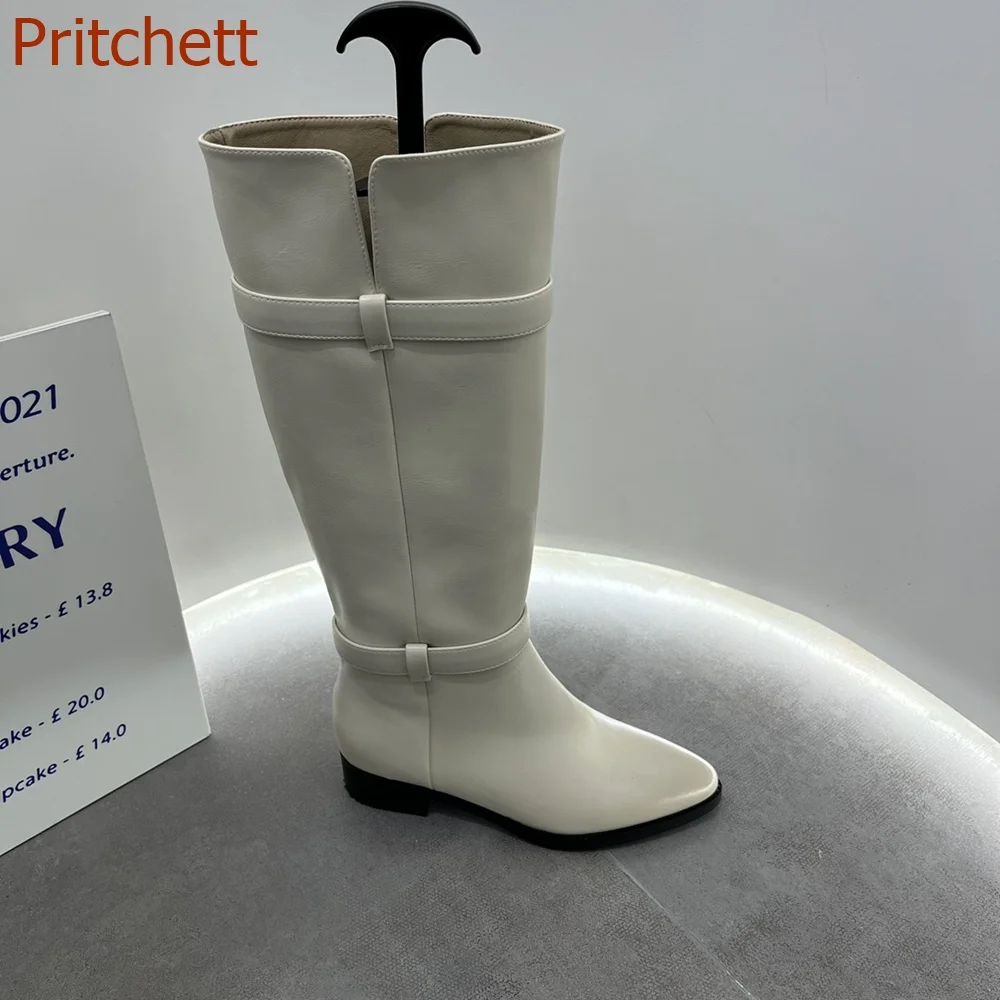 

Round Toe Knee High Women Boots Fashion White Brown Black Flat Sole Retro Casual Comfortable Sexy Women Shoes 2023 New Arrivals