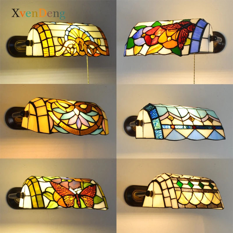 

Mediterranean Tiffany Wall Lamp Vintage Stained Glass Wall Sconce Living Room Bedroom Wall Lights for Home Decor Mirror Light