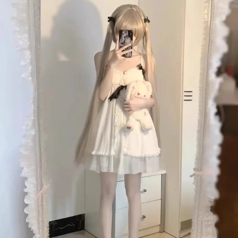 Anime Kasugano Sora Cosplay vestido blanco con tirantes lindos pijamas traje de juego de rol ropa de dormir para mujeres Fiesta Temática de Halloween