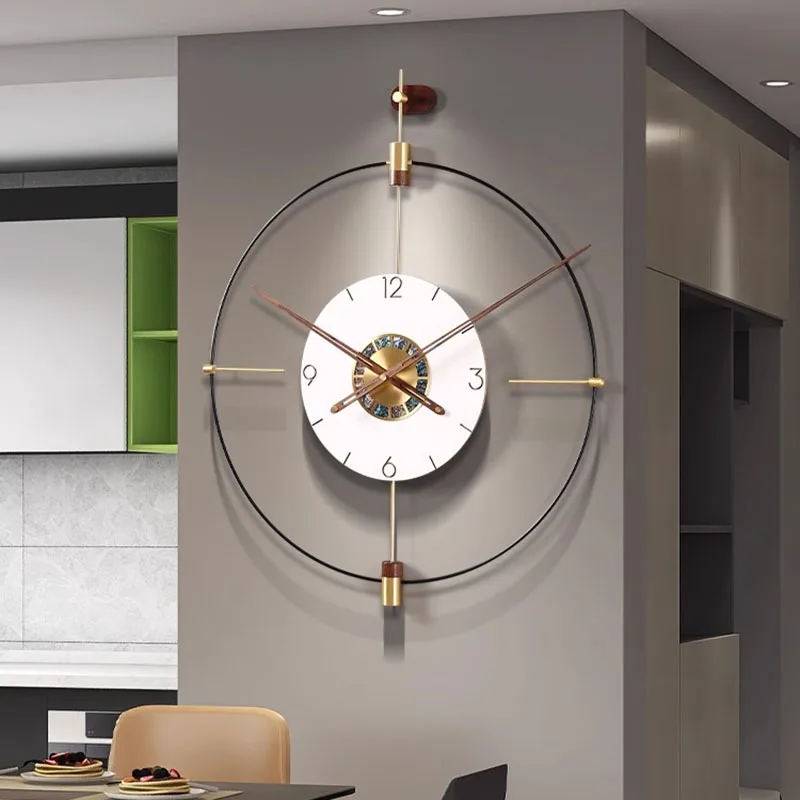Modern Art Mural Clock Wall Aesthetic Chinese Style Minimalist Fashion Wall Clocks Restaurant Round Reloj Living Room Decoration