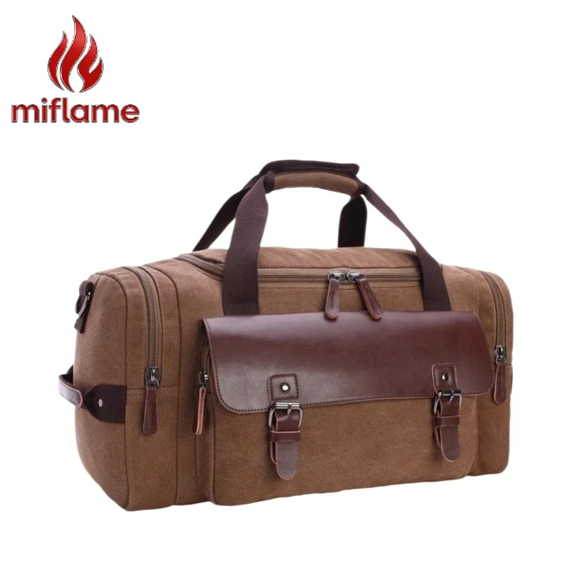 Vintage Canvas Travel Bag Duffel Large Capacity Shoulder Crossbody Handbag Convertible for Weekend Travel