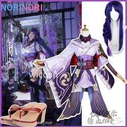 Anime Game Genshin Impact Cosplay Raiden Shogun Costume Japanese Kimono Lolita Dress Wig Shoes For Woman Halloween Christmas