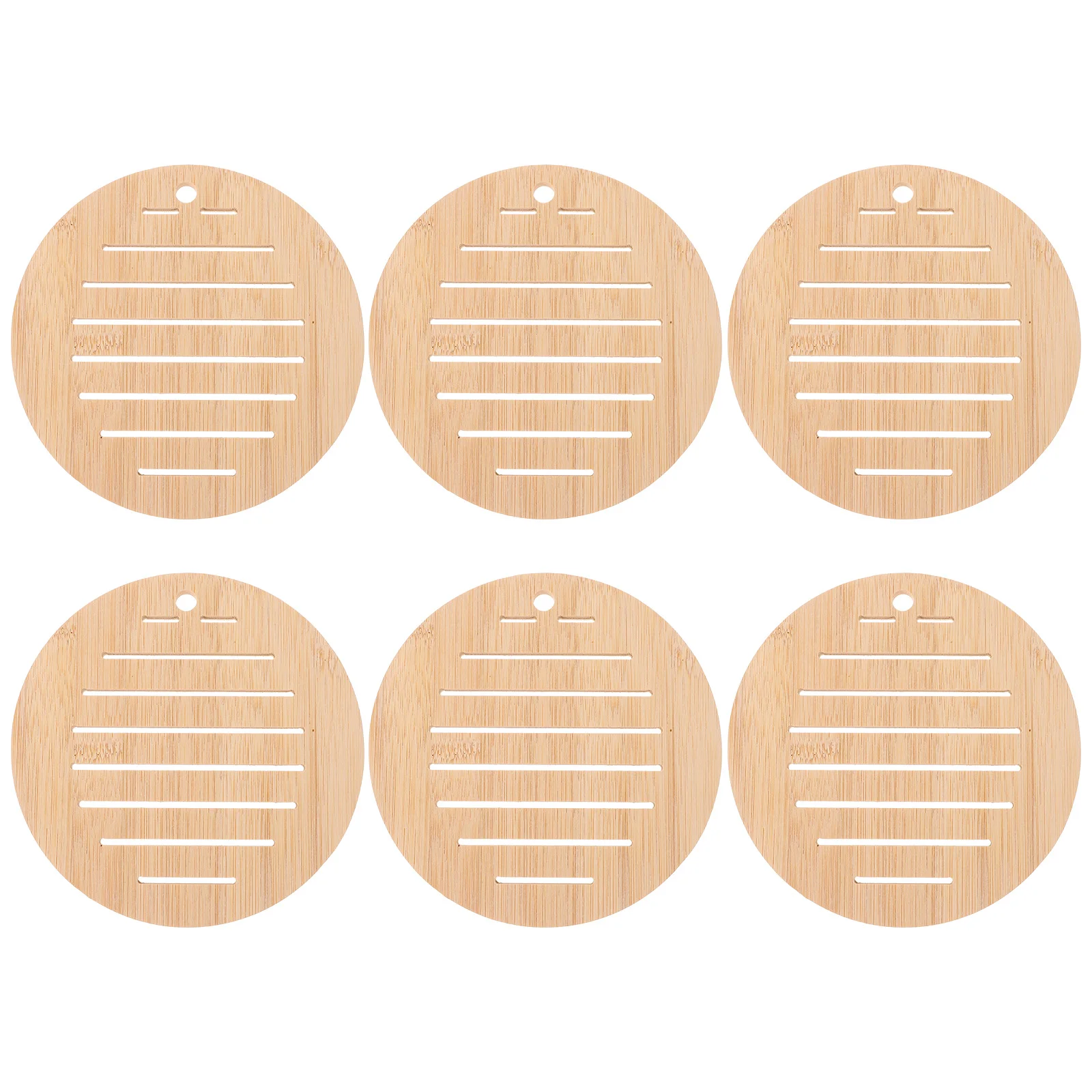 

6pcs Rustic Bamboo Placemat Anti-Skid Coaster Heat Insulated Cup Wear-Resistant Tableware For Home Coffee Shop Furniture