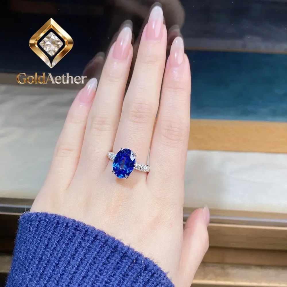 

Кольцо GoldAether Luxury с синим бриллиантом из цельной платины PT950 и белого золота, идеально подходит для женщин